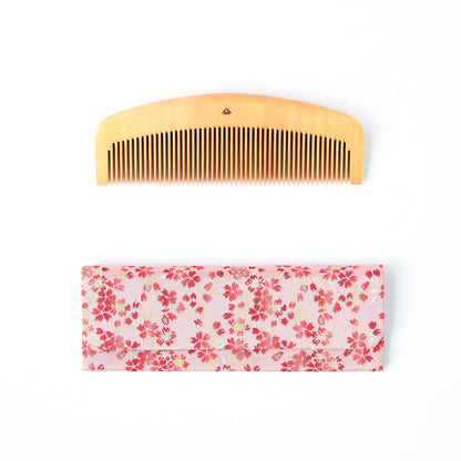 【セット商品】つげ櫛４寸ときぐし（細歯）と西陣織の４寸ときぐし専用ケースのセット