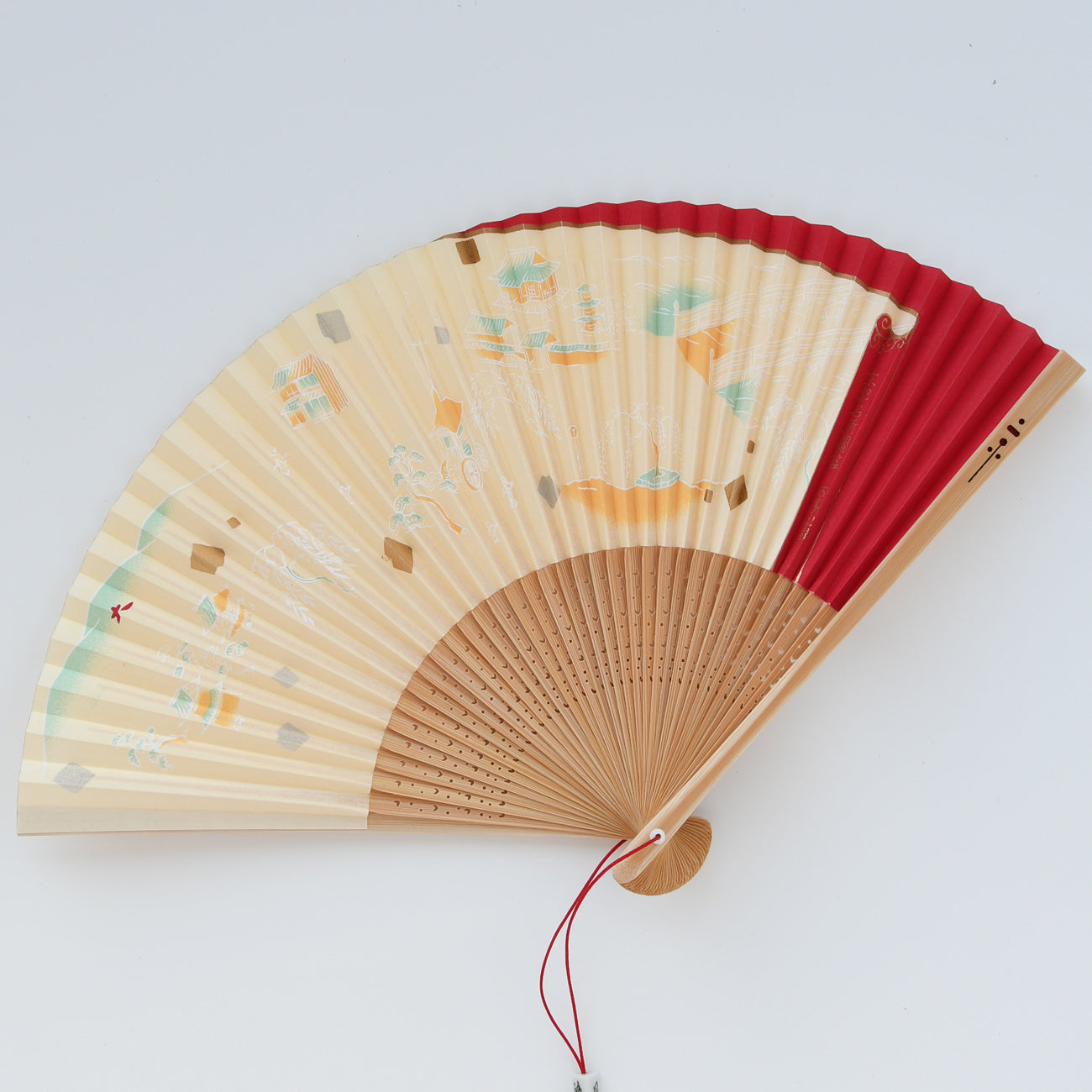 扇子 6寸5分 夏扇 「洛風扇」 京名所 赤 / no.0408-3 | 京都の伝統工芸