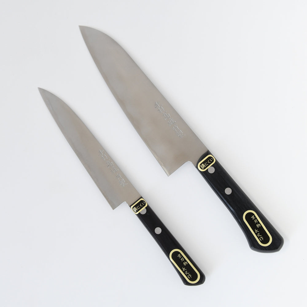 義定刃物 手打ち鍛造 三徳包丁とペティナイフのお得なセット 高雄