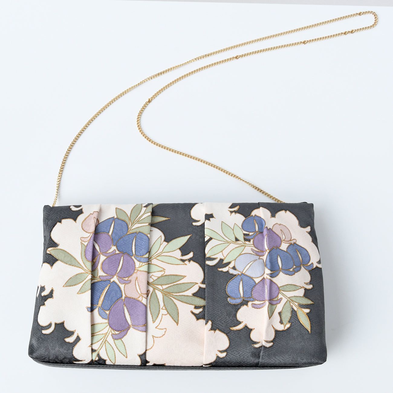 tomihiro YUZEN CLUTCH BAG 昼夜藤・グレー / no.0916-c | 京都の伝統
