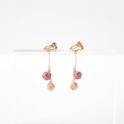 水引 玉結びイヤリング　ピンク