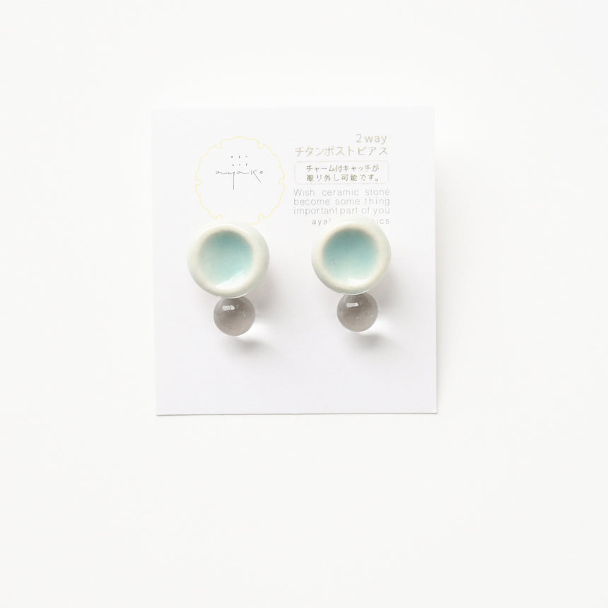 ceramic and glass circle 青磁 / ピアス