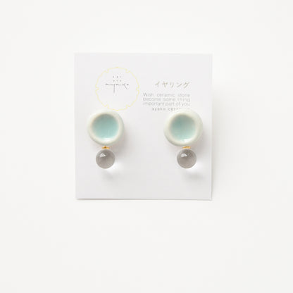 ceramic and glass circle 青磁 / イヤリング