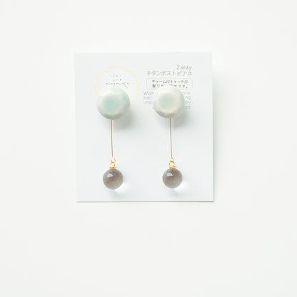 ceramic and glass circle 青磁（ロング）/ ピアス