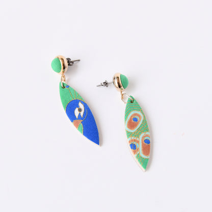 手描友禅 孔雀　ピアス