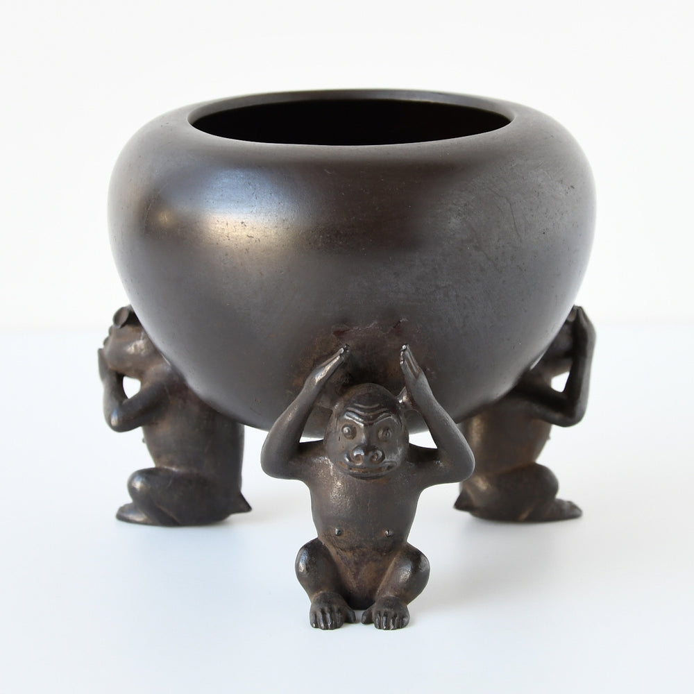 B149s  「青磁  胡孫香炉」3猿　見猿　言わ猿　聞か猿　香道具　茶道具 青銅 三猿香炉 – MOCAD ONLINE SHOP