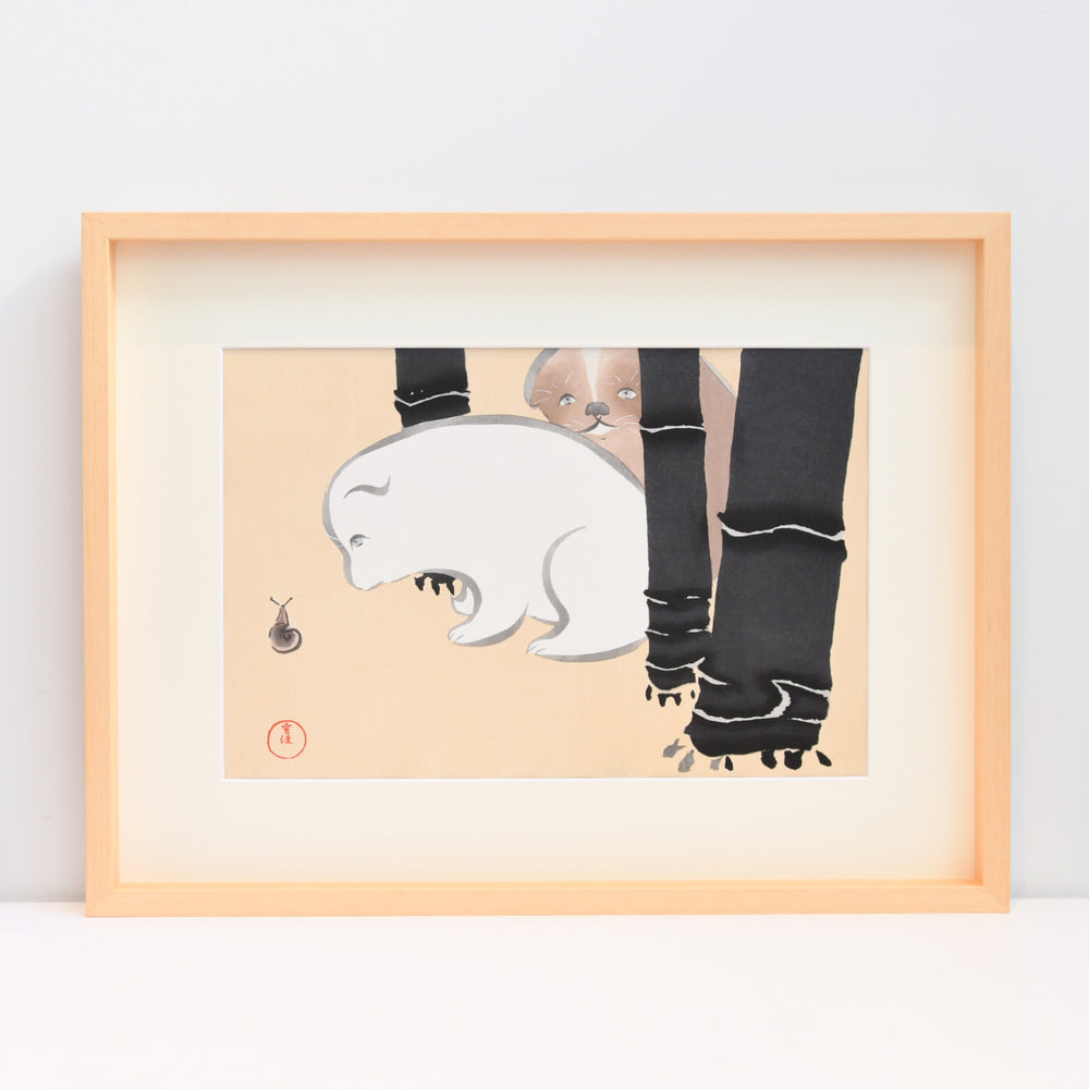 木版画 神坂雪佳 狗児 額装入 | 京都の伝統工芸品の通販サイト – MOCAD