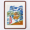 木版画 稲垣稔次郎 金閣寺と舞妓 額装入