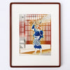 木版画 稲垣稔次郎 格子と大原女 額装入