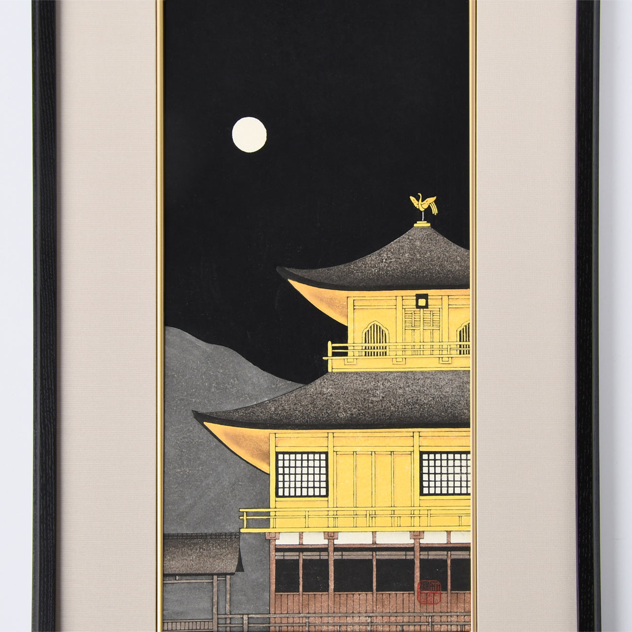 木版画 加藤晃秀 金閣寺月明 額装入 / no.2773 | 京都の伝統工芸品の