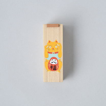 木製 スライドケース ねこ柄 1