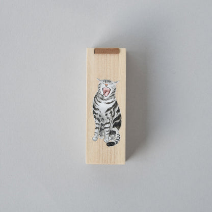 木製 スライドケース ねこ柄 25a