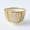 金彩四季草花茶盌