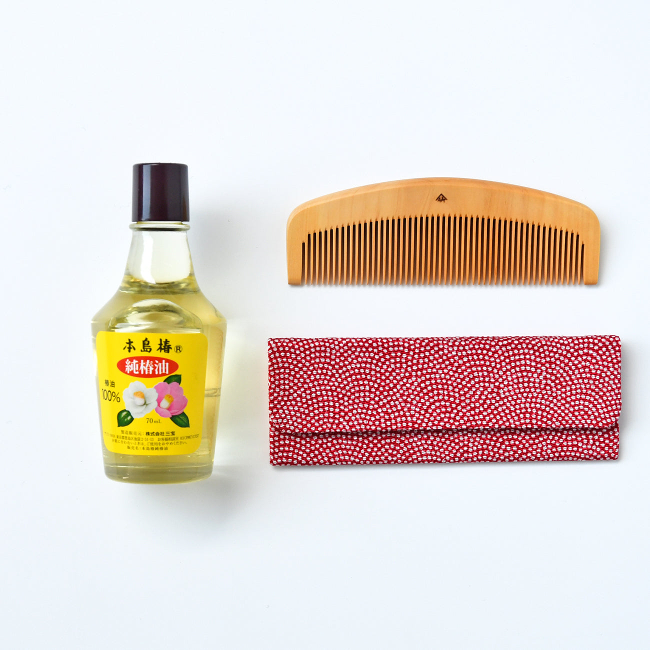 【新品未使用】十三や つげ櫛 ＆ 本島椿 純椿油 セット 本島椿 純椿油 70ml -傷んだ髪につやと潤い つげ櫛のお手入れにも