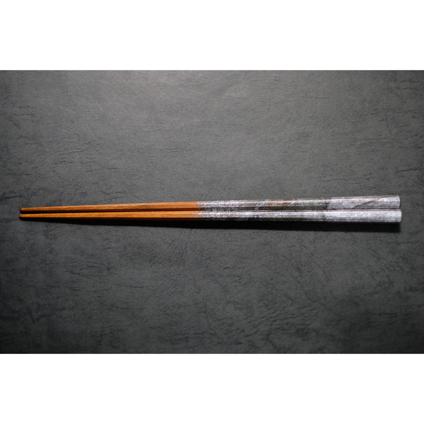 Nishijin Woven Design Foil Sakura Octagonal Chopsticks/Ink Silver Long no.0987-2