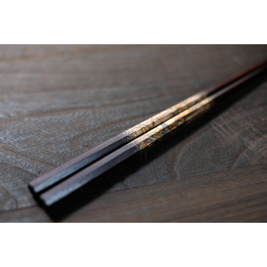 Nishijin Woven Design Leaf Rikyu Ebony Octagonal Chopsticks/no.0990