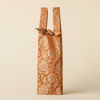 ワインバッグ　煉瓦茶　大牡丹唐草