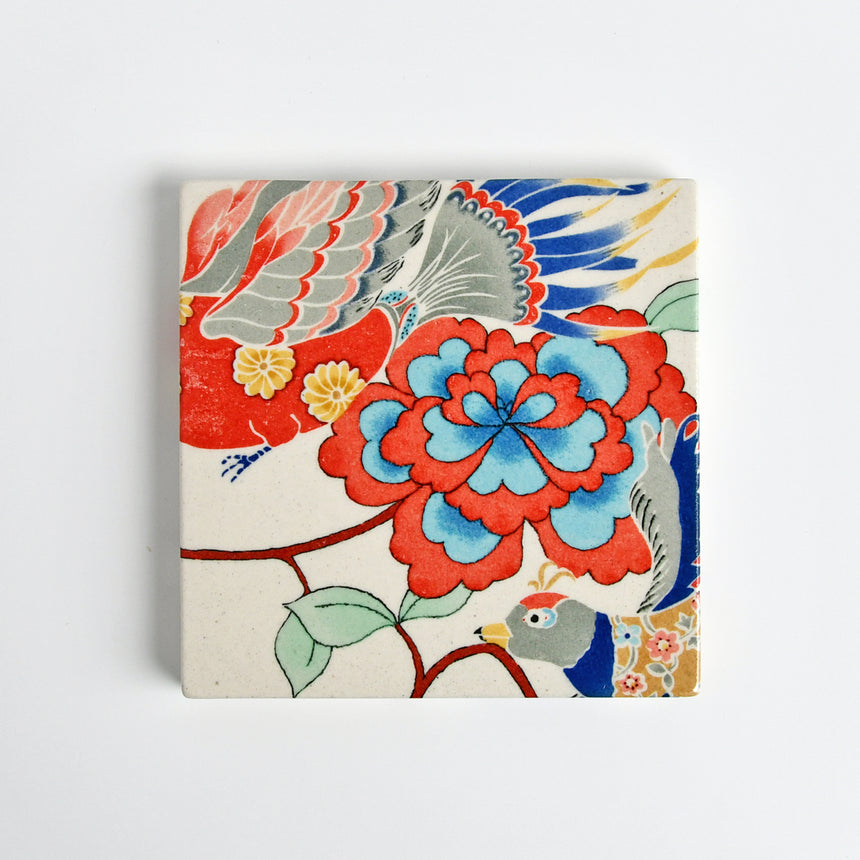 Yuzen pattern design tile (ceramic) /no.1200