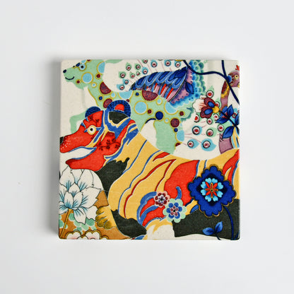 Yuzen pattern design tile (ceramic) /no.1200