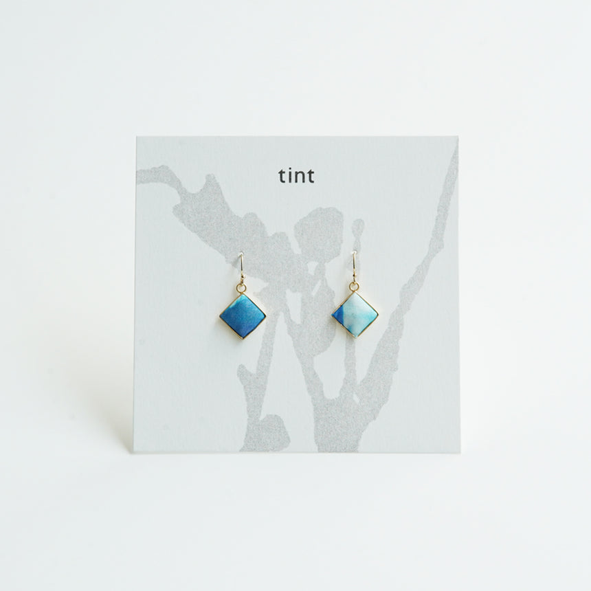 Silk square earrings /no.1203