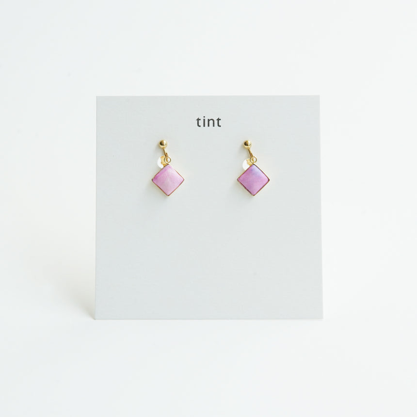 Silk square earrings /no.1204