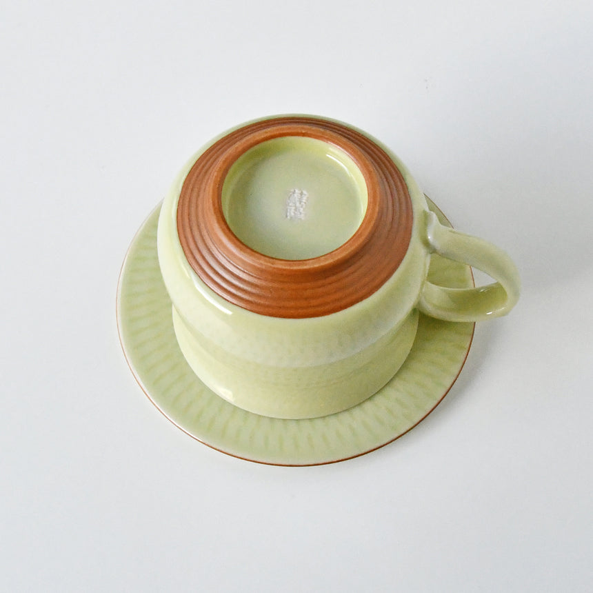 Yellow porcelain flying plane cup &amp; saucer/no.1329