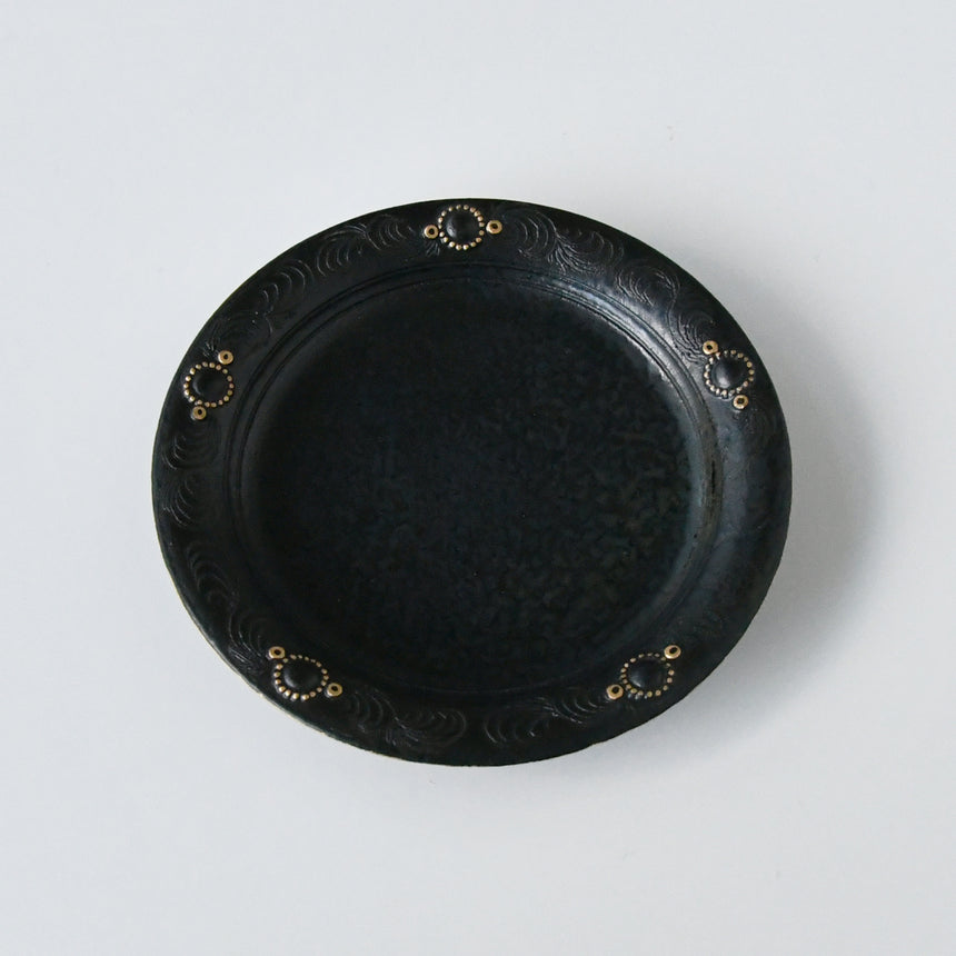 Gold iron glaze coffee bowl plate / no.1368