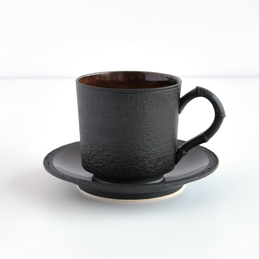 Black iron rust skin cup &amp; saucer / no.1504
