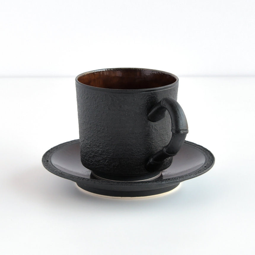 Black iron rust skin cup &amp; saucer / no.1504