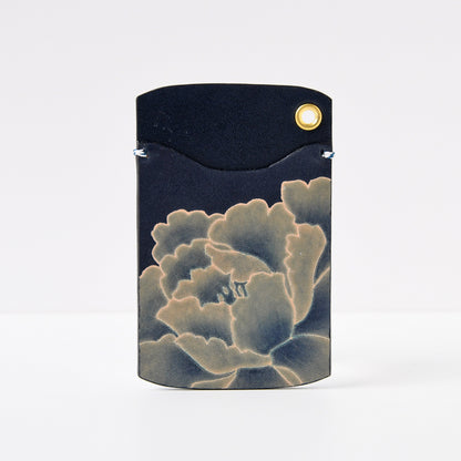 手描友禅レザーパスケース 趣楽　牡丹