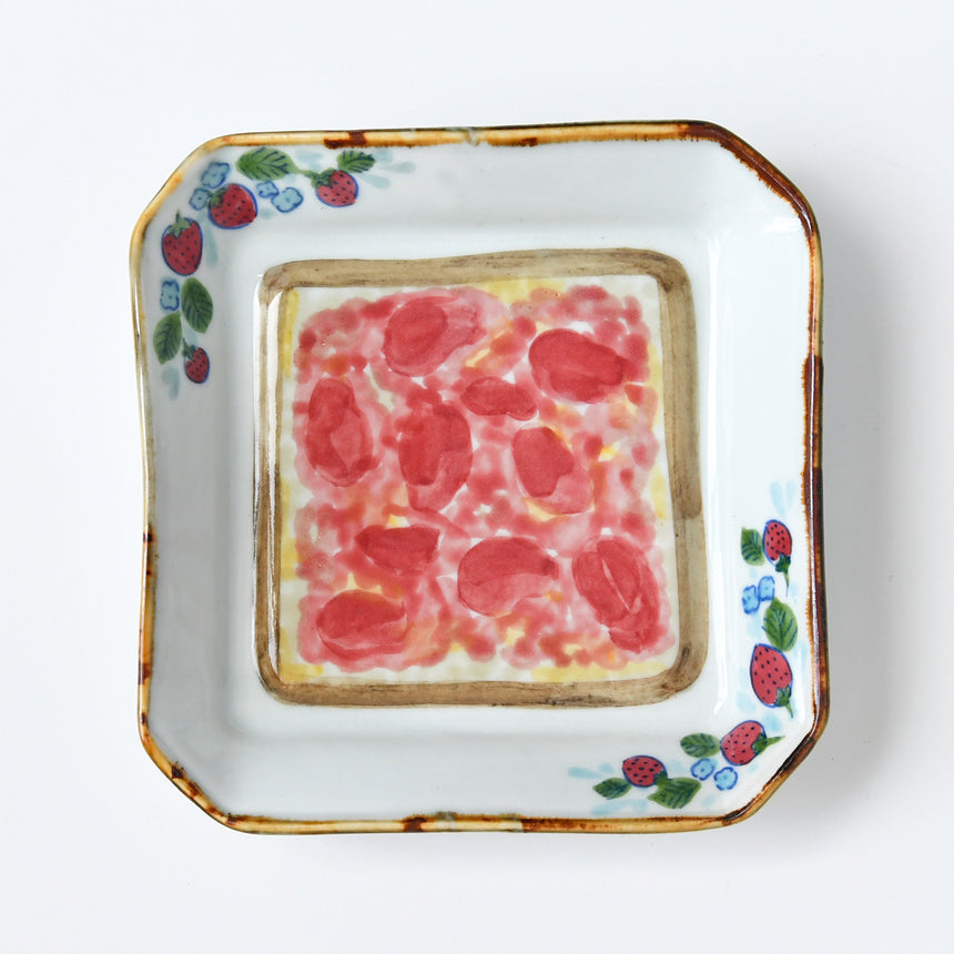 momo × Kyoto ware, Kiyomizu ware / bread plate strawberry jam