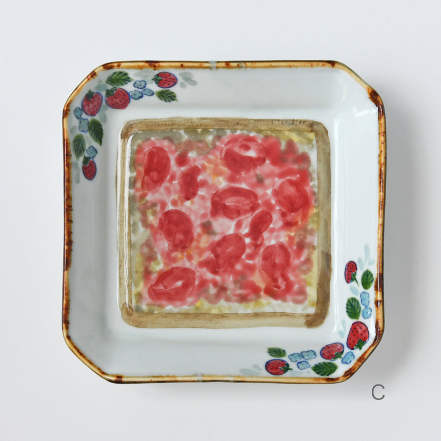 momo × Kyoto ware, Kiyomizu ware / bread plate strawberry jam