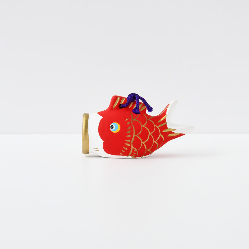 京陶人形　土鈴　鯉　赤色