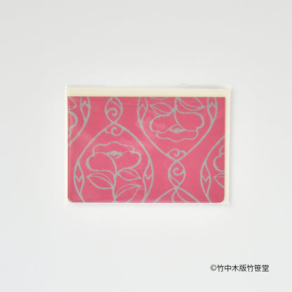 グリーティングカード　銀椿　ピンク